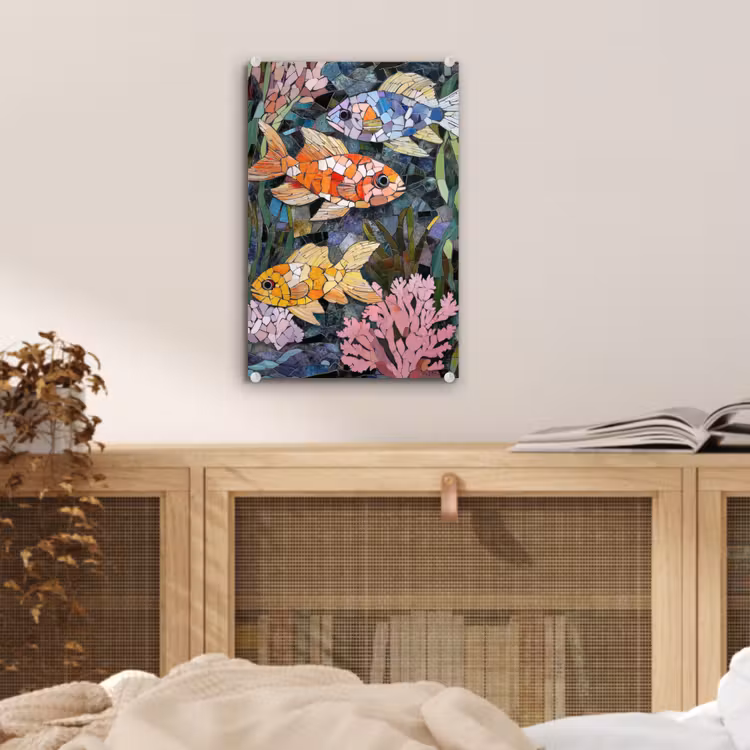 Glas schilderij - Vissen - Koraal - Zee - Mozaïek — 5