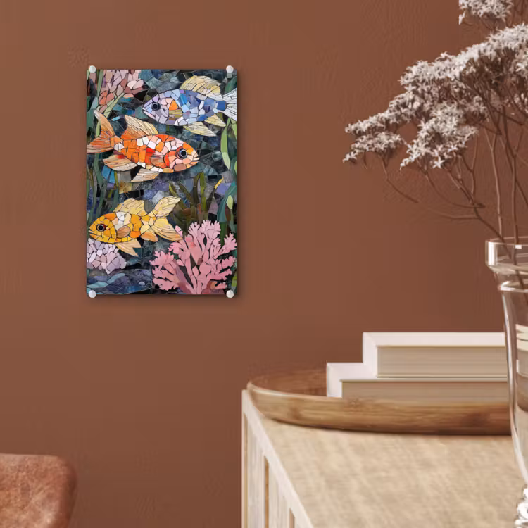 Glas schilderij - Vissen - Koraal - Zee - Mozaïek — 6