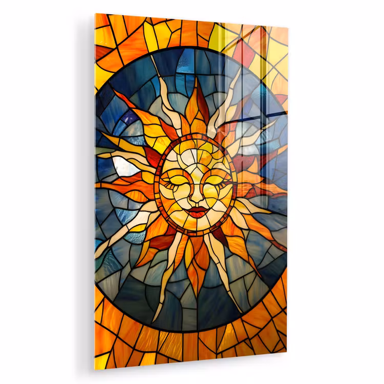 Glas schilderij - Mozaïek - Zon - Geel - Cirkel — 1