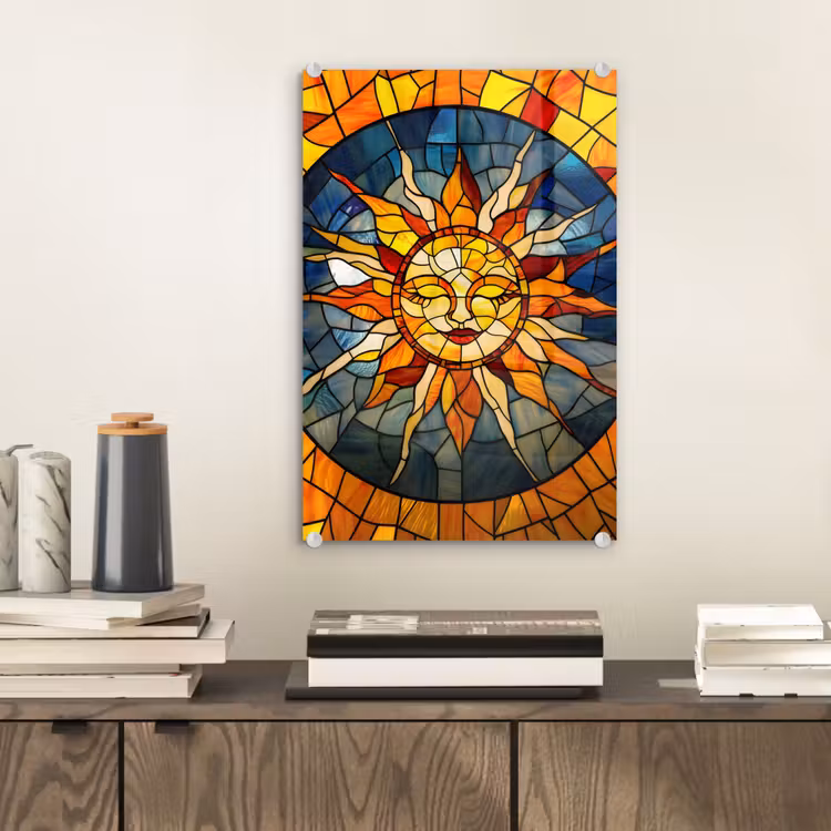 Glas schilderij - Mozaïek - Zon - Geel - Cirkel — 2