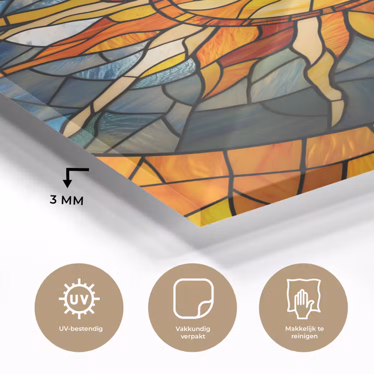 Glas schilderij - Mozaïek - Zon - Geel - Cirkel — 3