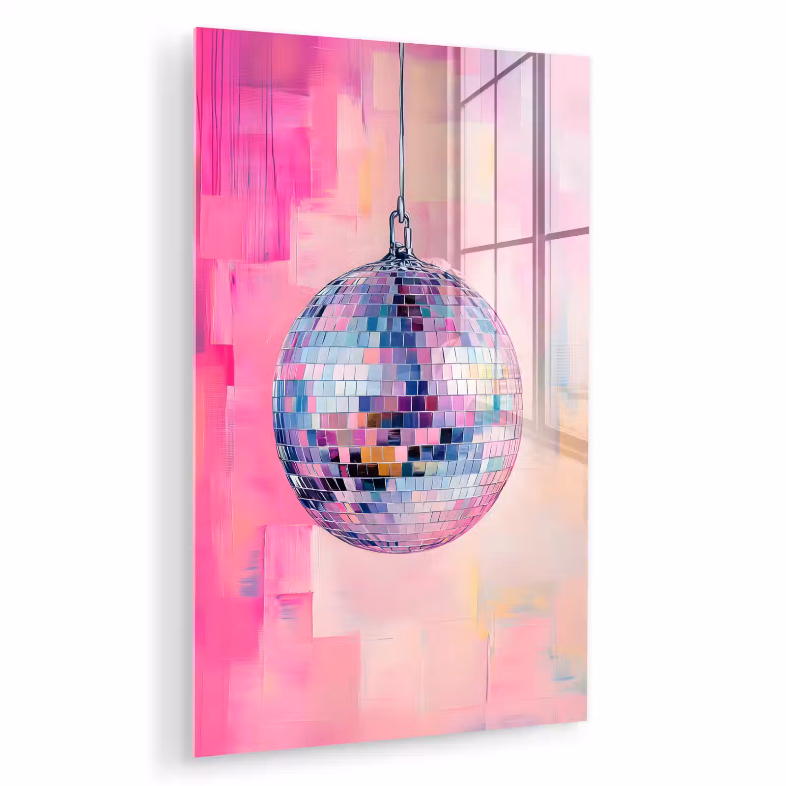 Glas schilderij - Discobal - Pink - Verf — 1