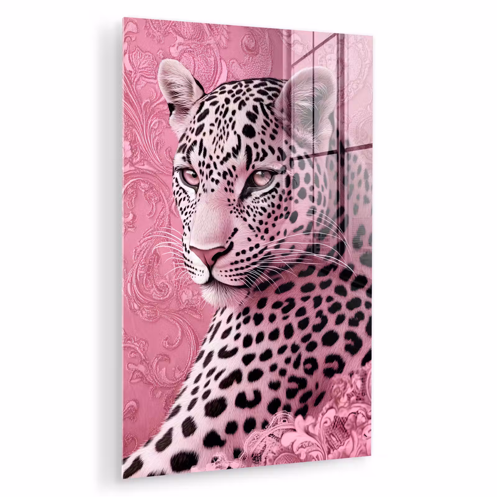 Glas schilderij - Panter - Luxe - Roze — 1