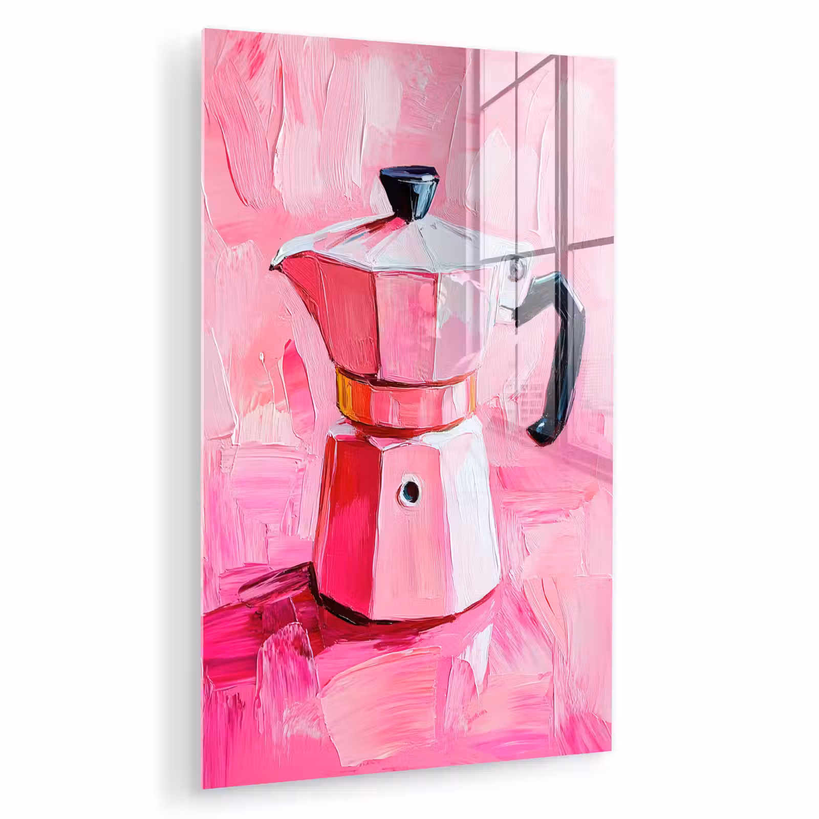 Glas schilderij - Roze - Verf - Coffee — 1