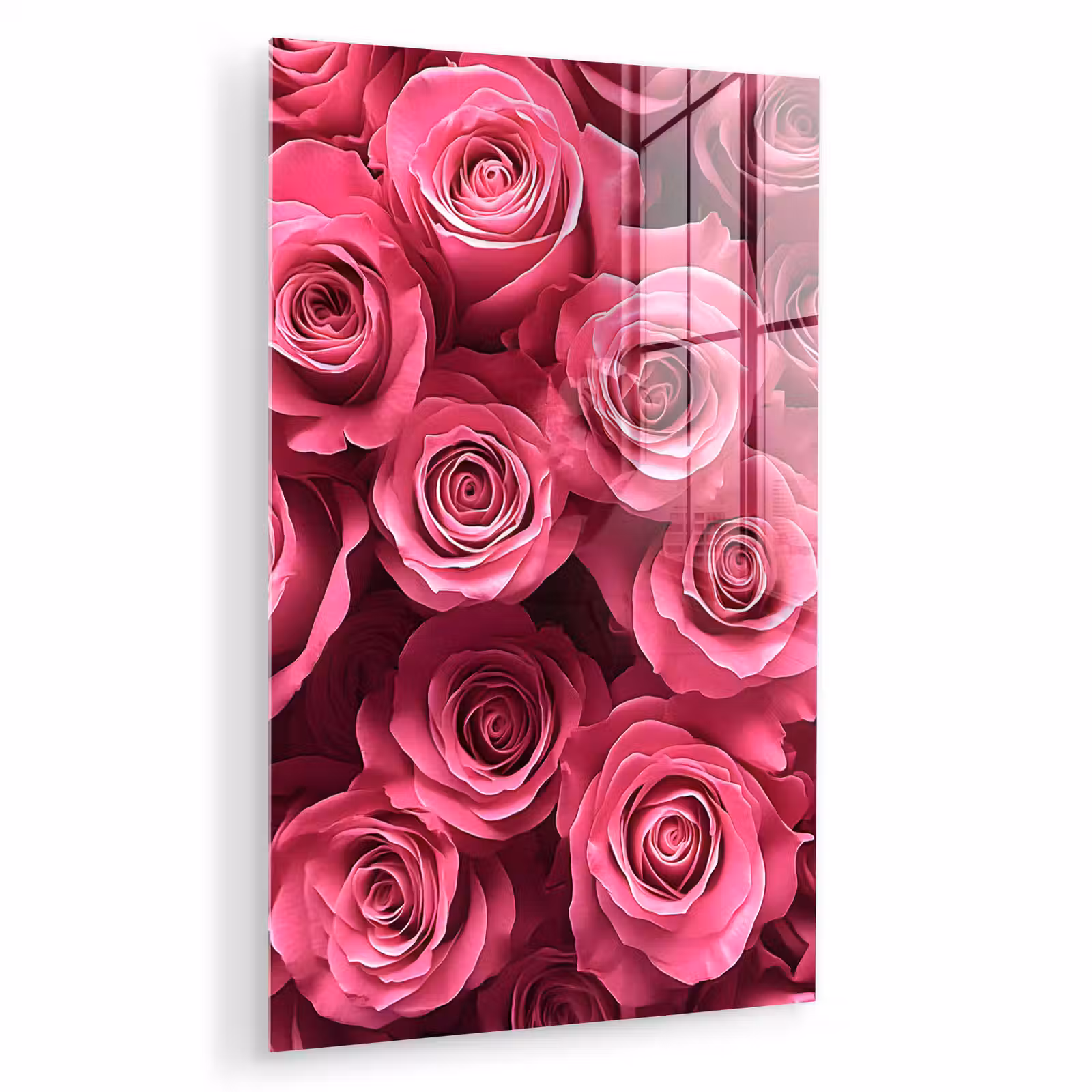 Glas schilderij - Rozen - Pink - Bloem — 1