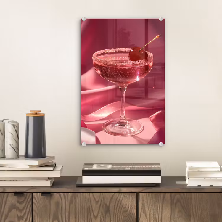 Glas schilderij - Cocktail - Pink - Luxe — 2