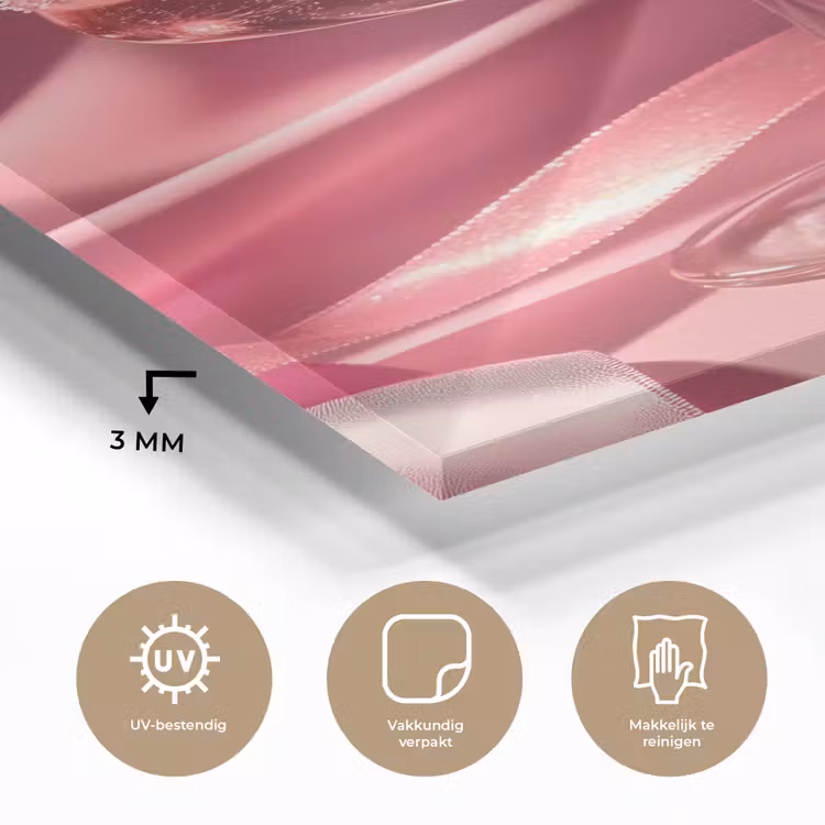 Glas schilderij - Cocktail - Pink - Luxe — 3