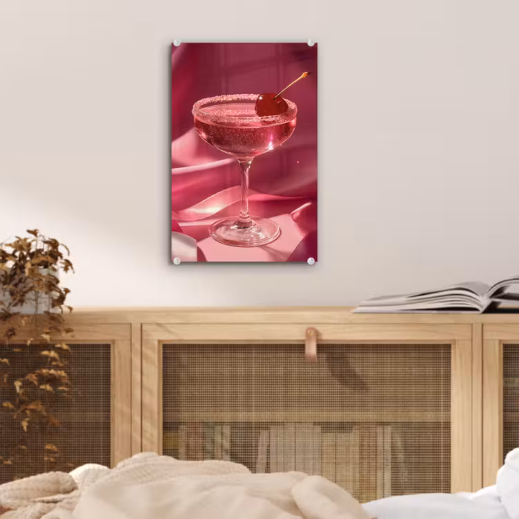 Glas schilderij - Cocktail - Pink - Luxe — 5