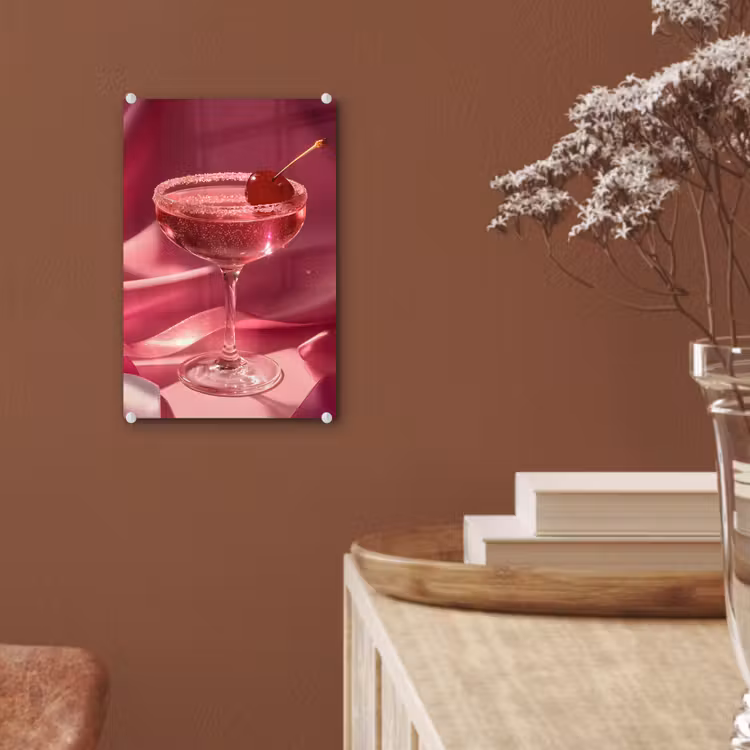 Glas schilderij - Cocktail - Pink - Luxe — 6