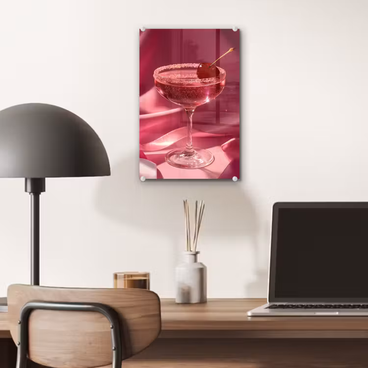 Glas schilderij - Cocktail - Pink - Luxe — 7