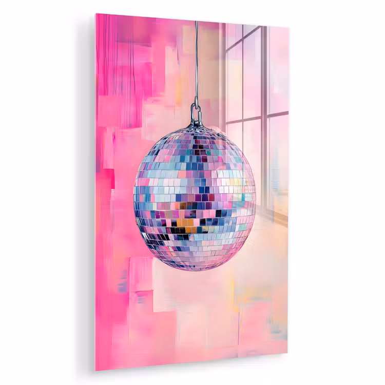 Glas schilderij - Discobal - Pink - Verf — 1