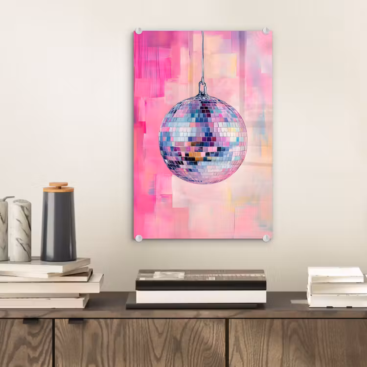 Glas schilderij - Discobal - Pink - Verf — 2