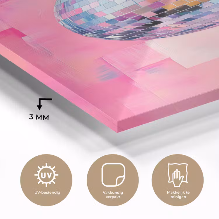 Glas schilderij - Discobal - Pink - Verf — 3