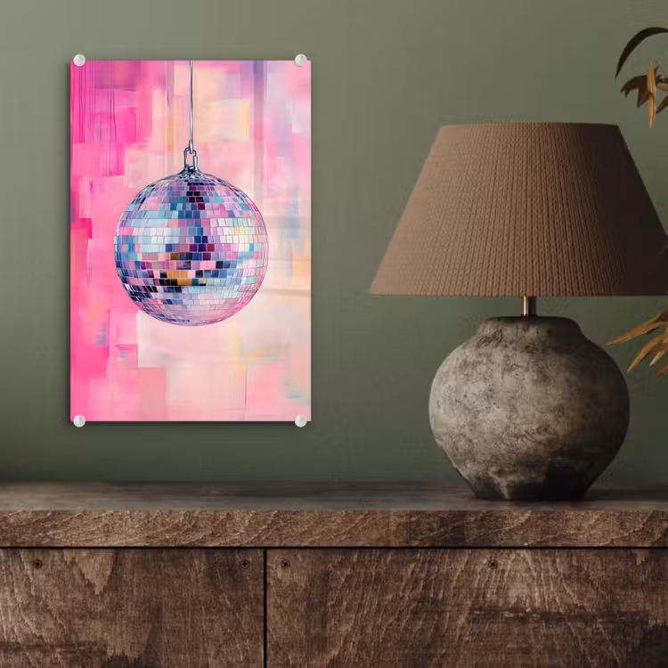 Glas schilderij - Discobal - Pink - Verf — 4
