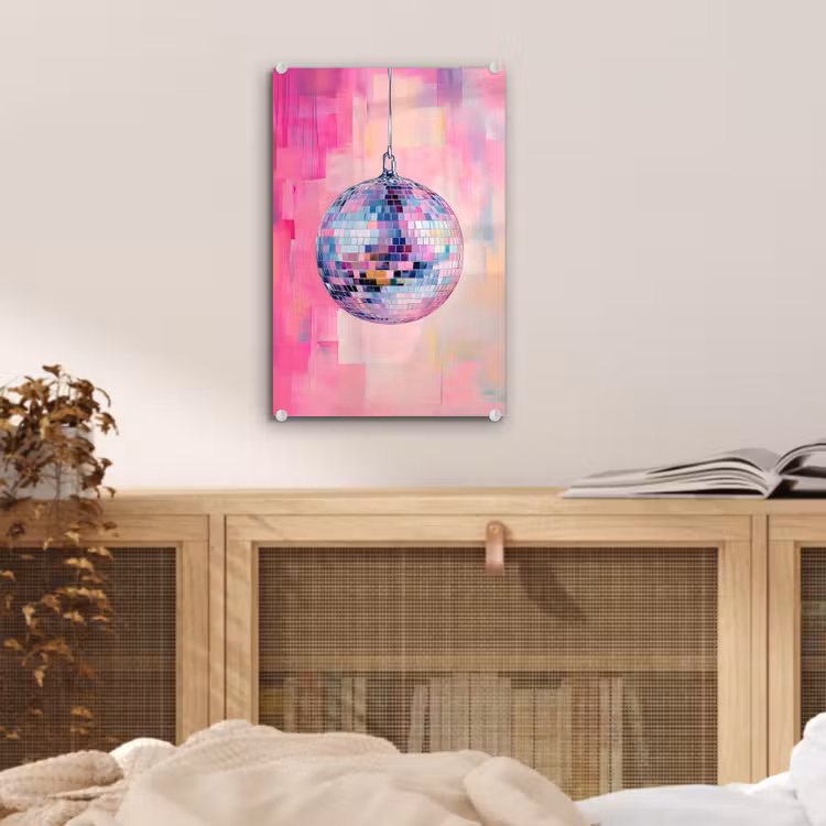 Glas schilderij - Discobal - Pink - Verf — 5