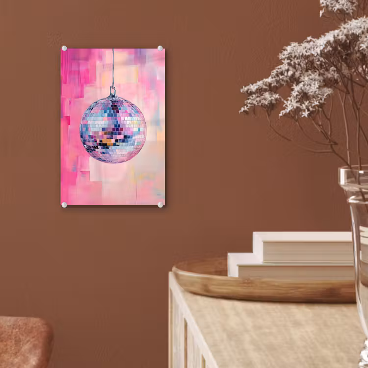 Glas schilderij - Discobal - Pink - Verf — 6