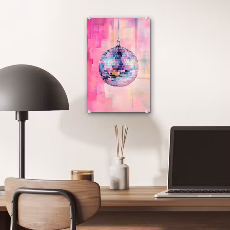 Glas schilderij - Discobal - Pink - Verf — 7