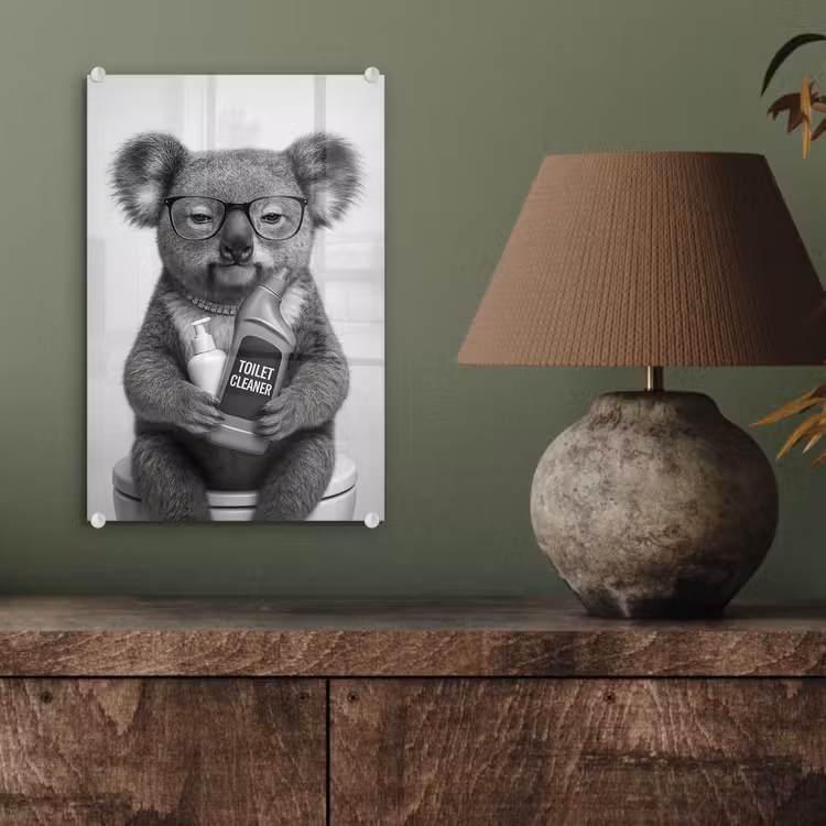 Glas schilderij - Koala - Bril - Toilet — 4
