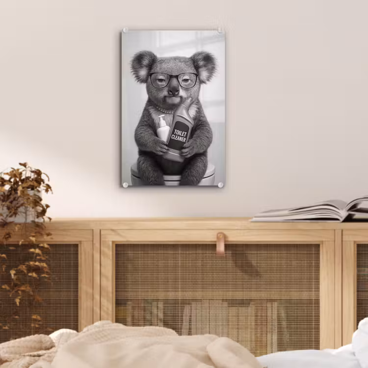 Glas schilderij - Koala - Bril - Toilet — 5