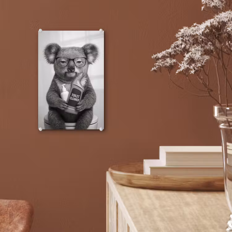 Glas schilderij - Koala - Bril - Toilet — 6