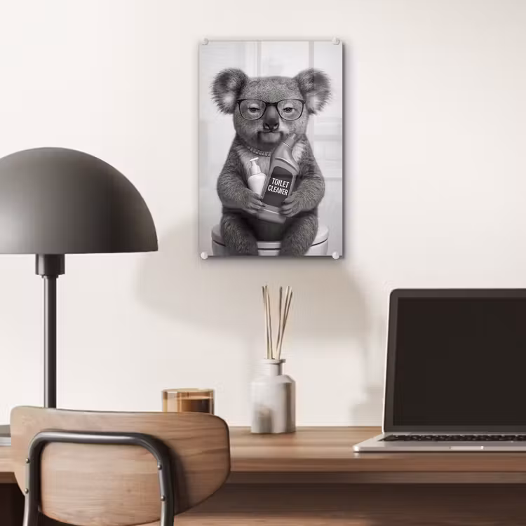 Glas schilderij - Koala - Bril - Toilet — 7