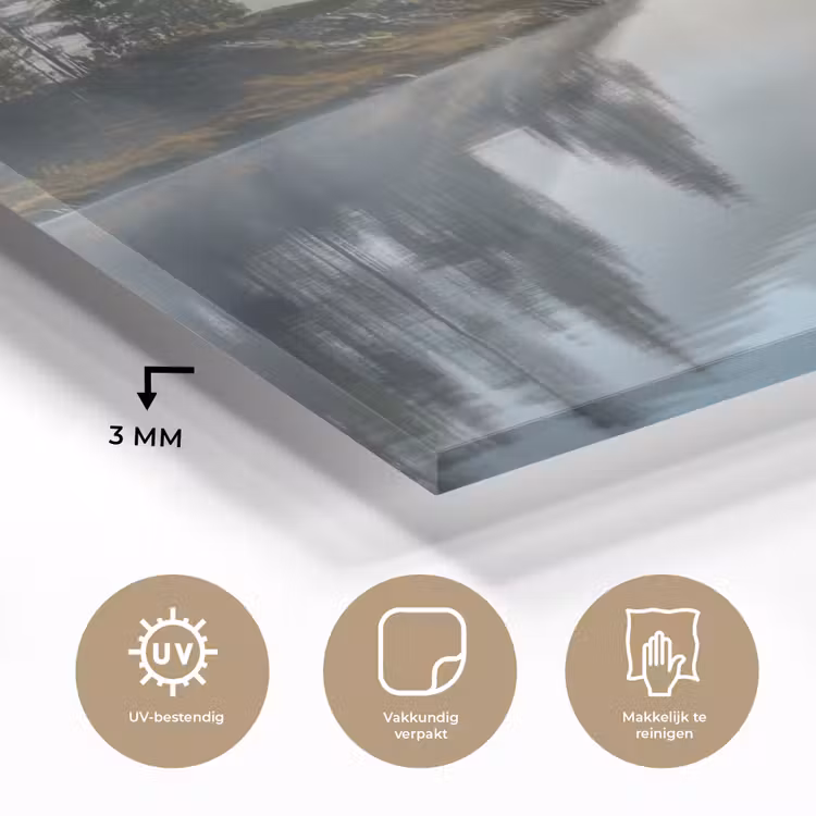 Glas schilderij - Meer - Mist - Bergen - Landschap — 3