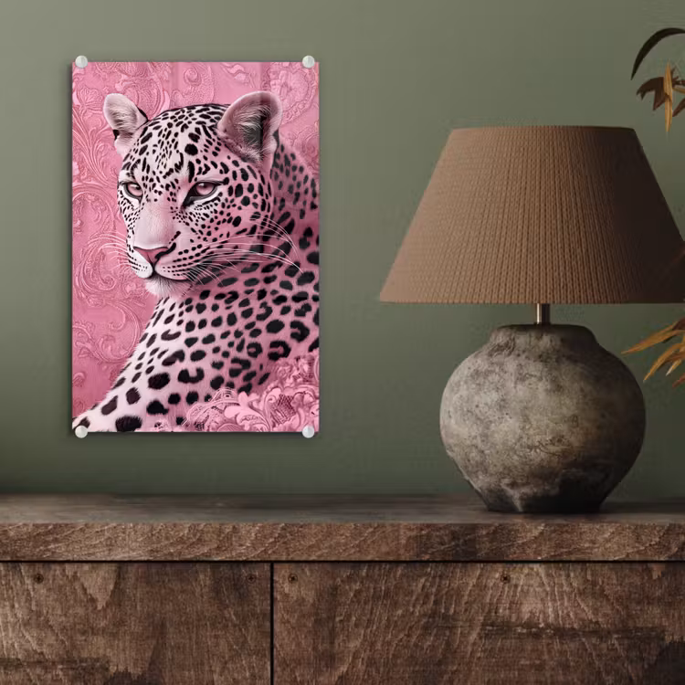 Glas schilderij - Panter - Luxe - Roze — 4