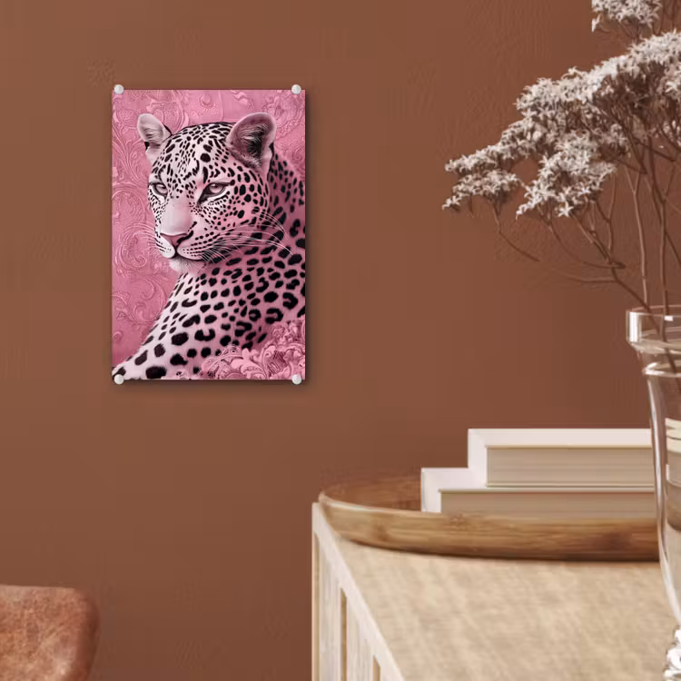 Glas schilderij - Panter - Luxe - Roze — 6