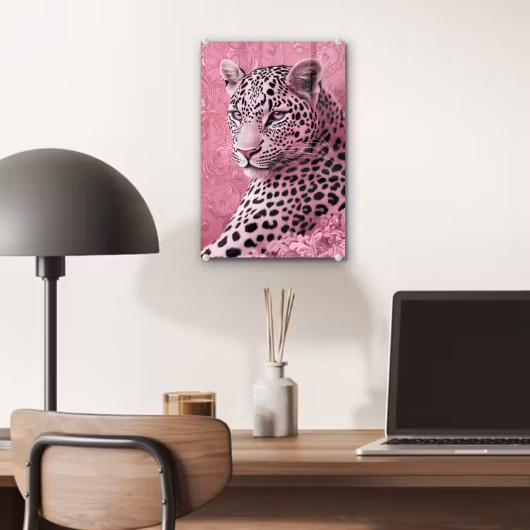 Glas schilderij - Panter - Luxe - Roze — 7