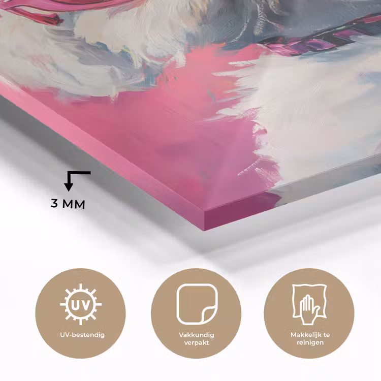 Glas schilderij - Pink - Hond - Bubbel — 3