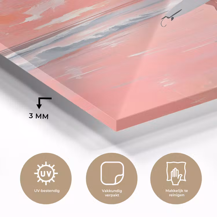 Glas schilderij - Roze - Surfen - Zee — 3