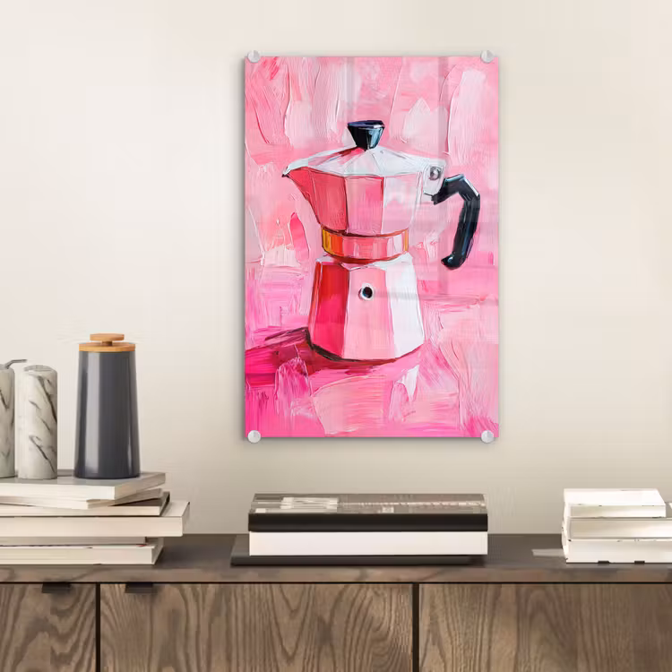 Glas schilderij - Roze - Verf - Coffee — 2