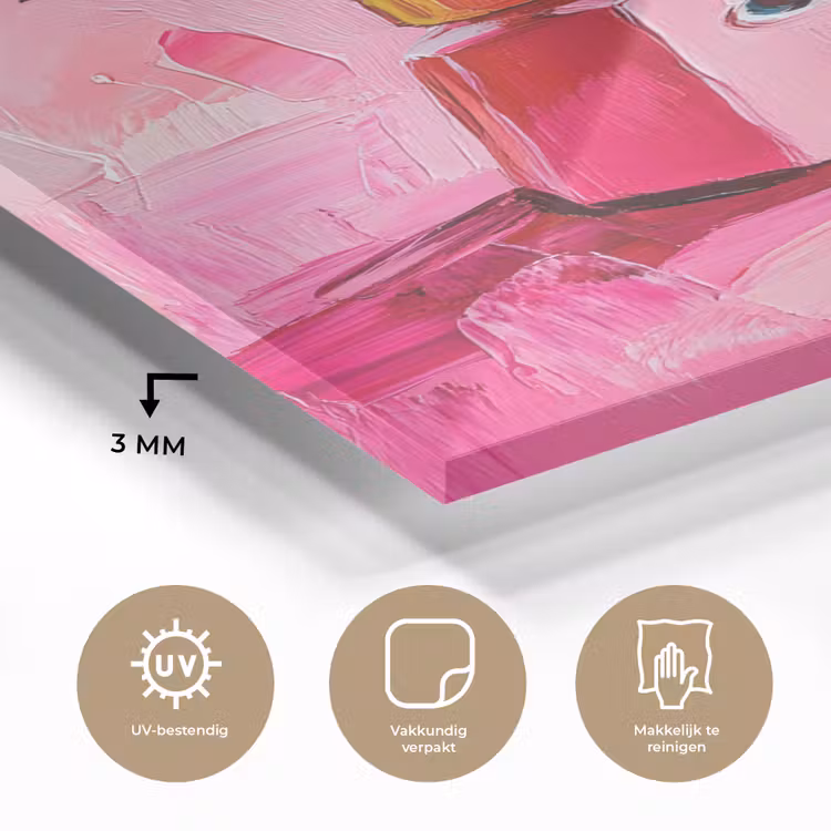 Glas schilderij - Roze - Verf - Coffee — 3