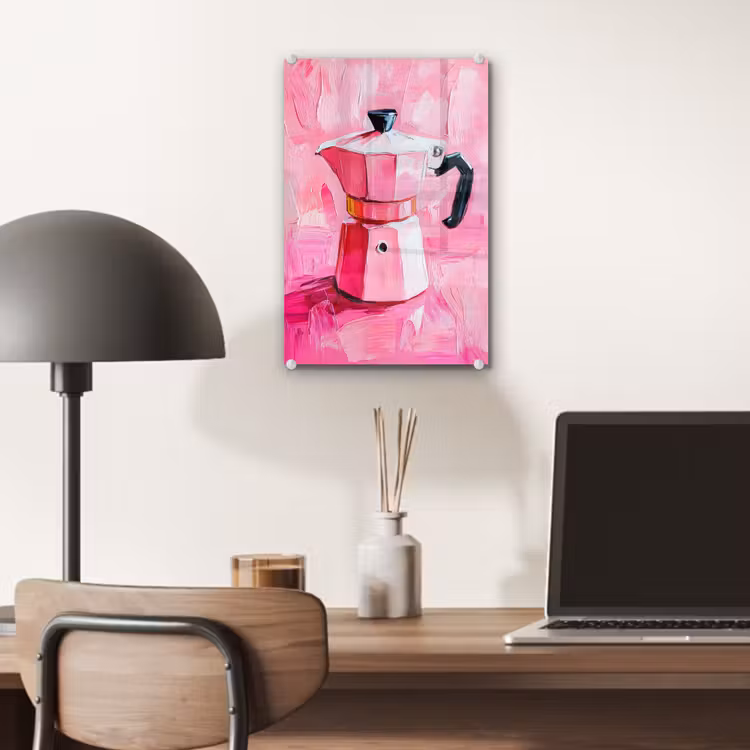 Glas schilderij - Roze - Verf - Coffee — 7