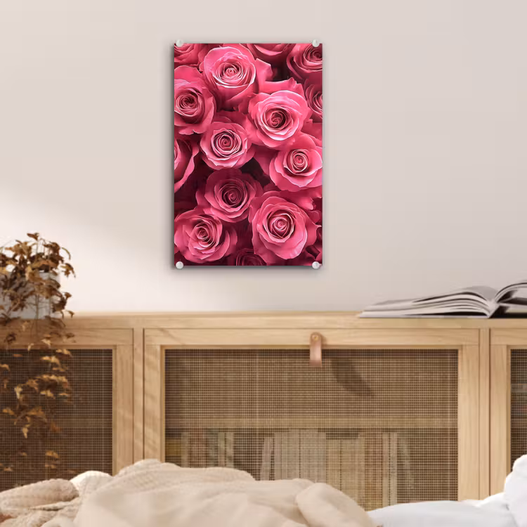 Glas schilderij - Rozen - Pink - Bloem — 5