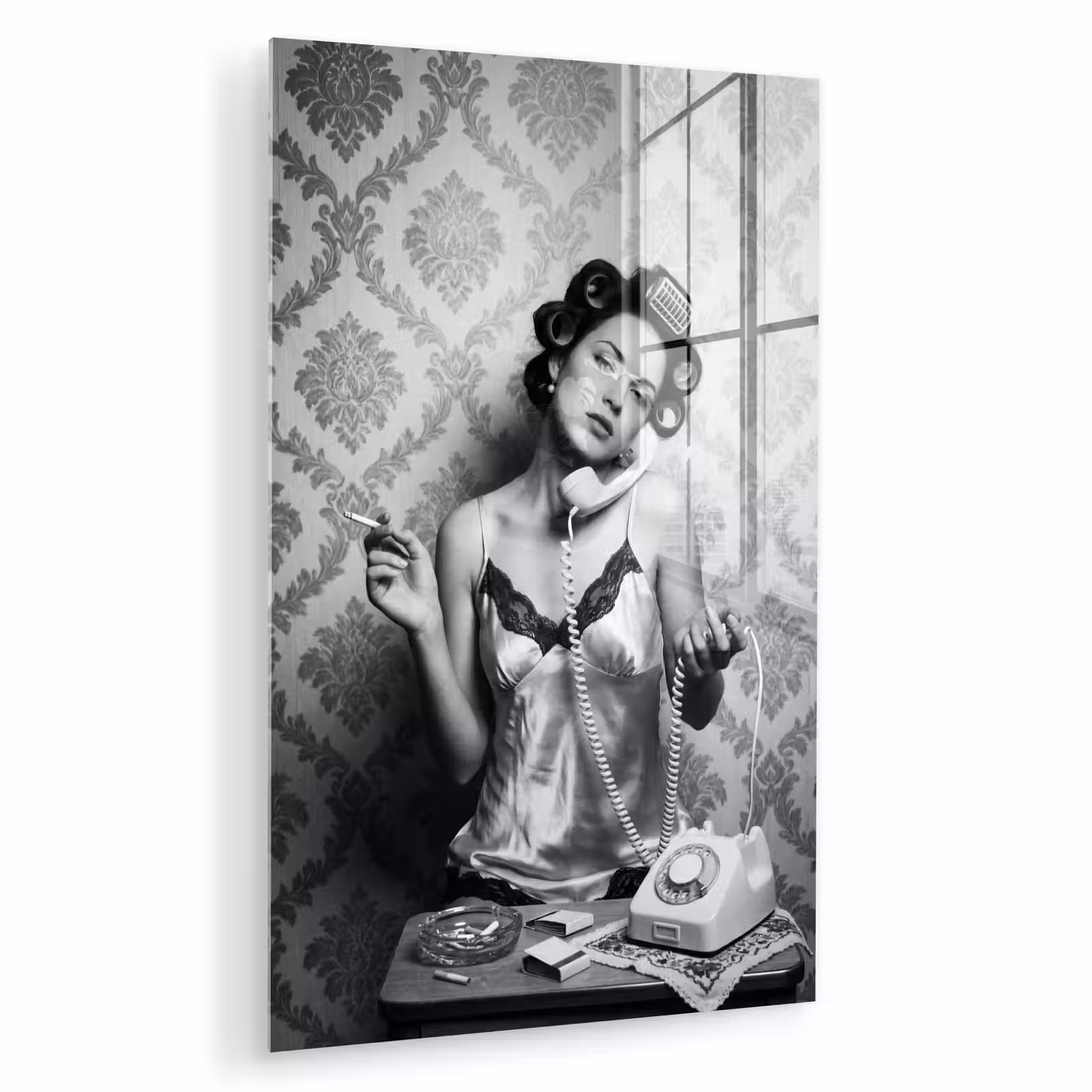 Glas schilderij - Chic - Vrouw - Zwart - Wit — 1