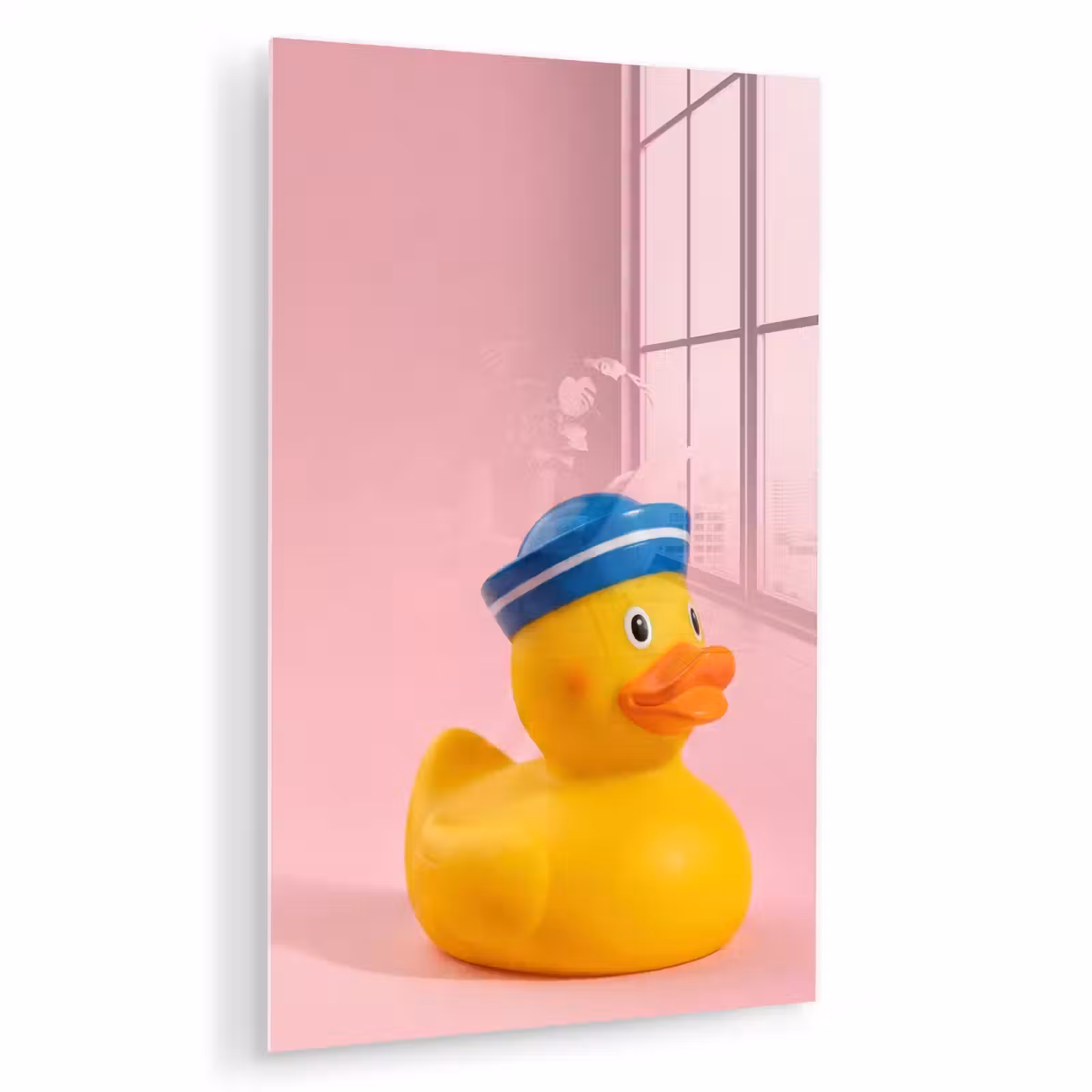 Glas schilderij - Matroos - Eend - Roze — 1