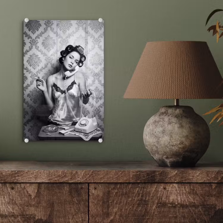 Glas schilderij - Chic - Vrouw - Zwart - Wit — 4