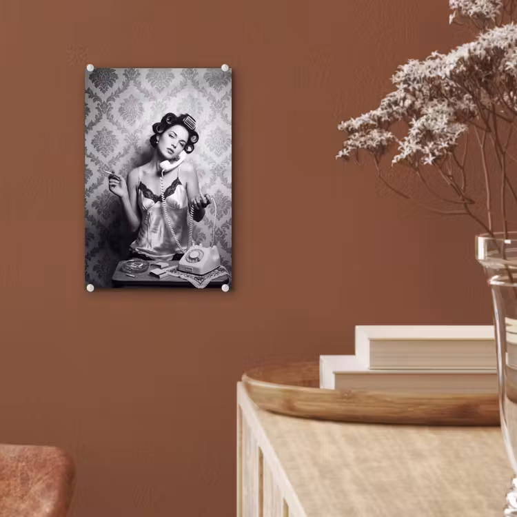 Glas schilderij - Chic - Vrouw - Zwart - Wit — 6