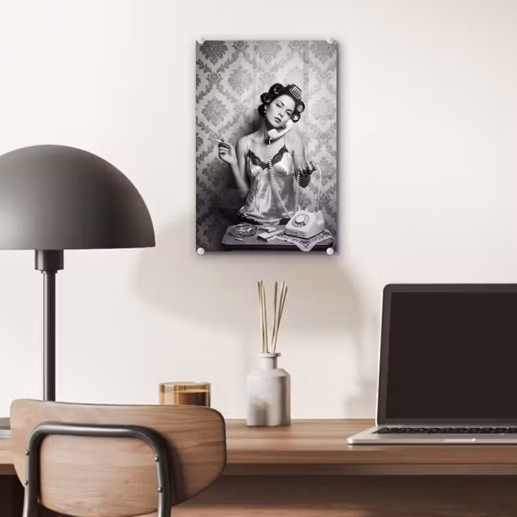 Glas schilderij - Chic - Vrouw - Zwart - Wit — 7