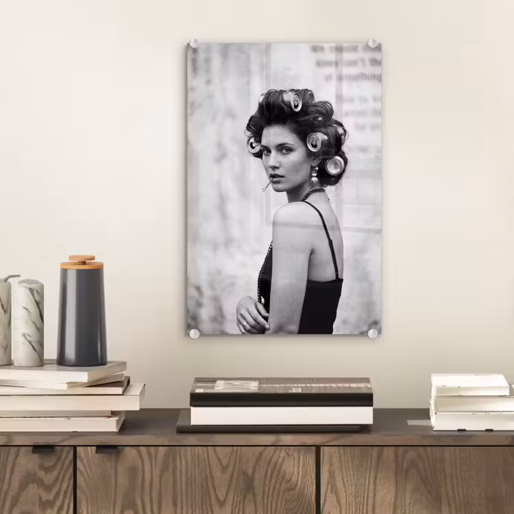 Glas schilderij - Edgy - Vrouw - Zwart - Wit — 2