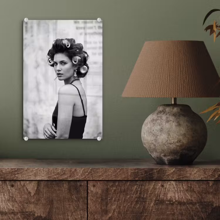 Glas schilderij - Edgy - Vrouw - Zwart - Wit — 4