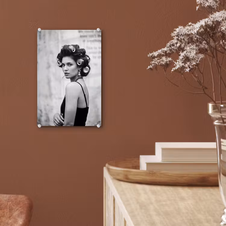 Glas schilderij - Edgy - Vrouw - Zwart - Wit — 6