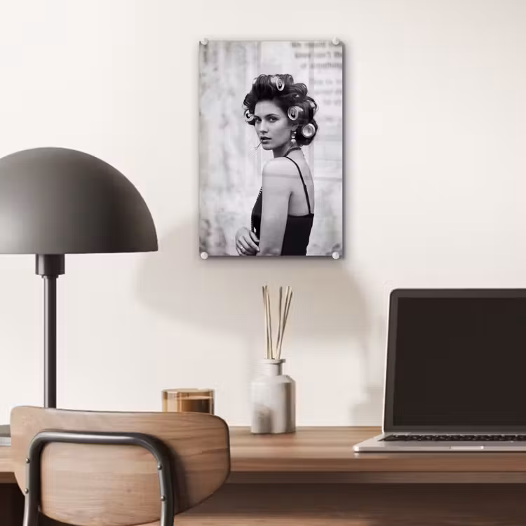 Glas schilderij - Edgy - Vrouw - Zwart - Wit — 7