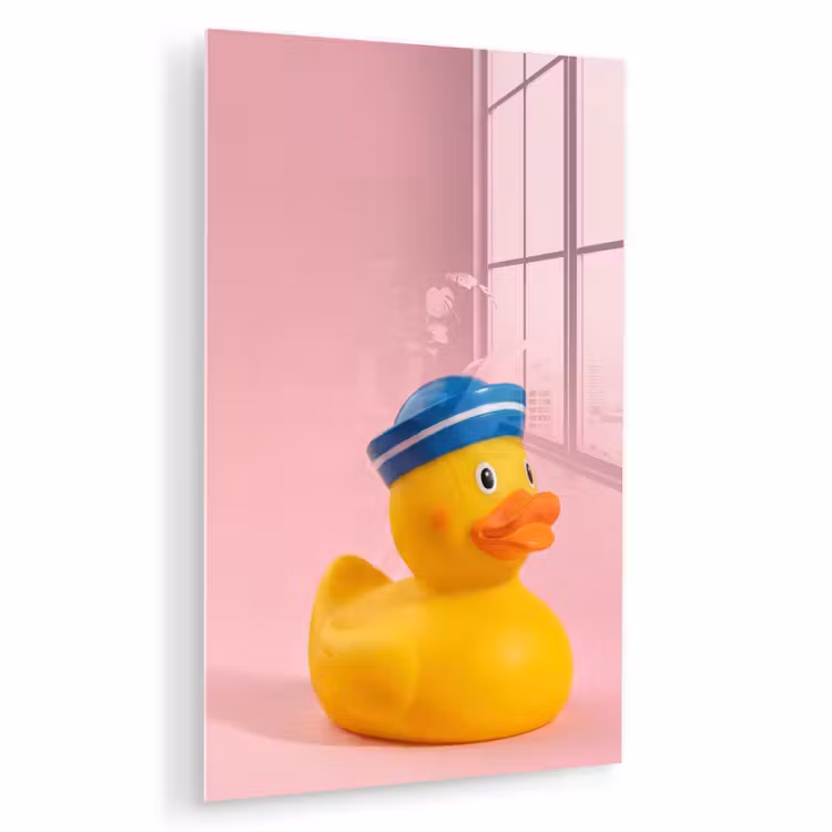 Glas schilderij - Matroos - Eend - Roze — 1