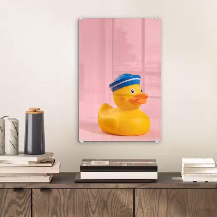 Glas schilderij - Matroos - Eend - Roze — 2