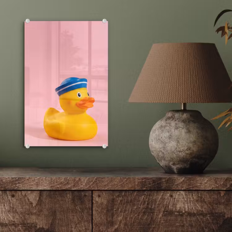 Glas schilderij - Matroos - Eend - Roze — 4