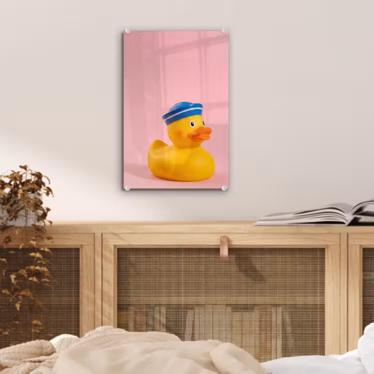 Glas schilderij - Matroos - Eend - Roze — 5