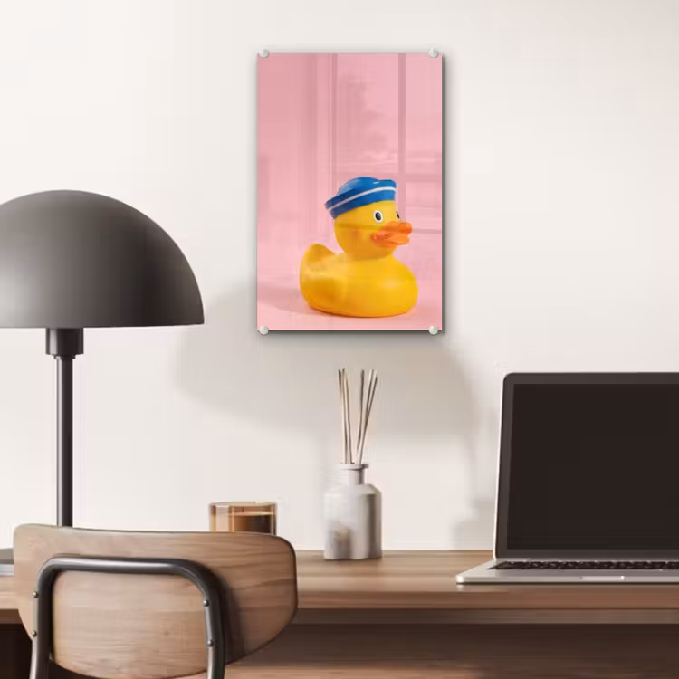Glas schilderij - Matroos - Eend - Roze — 7