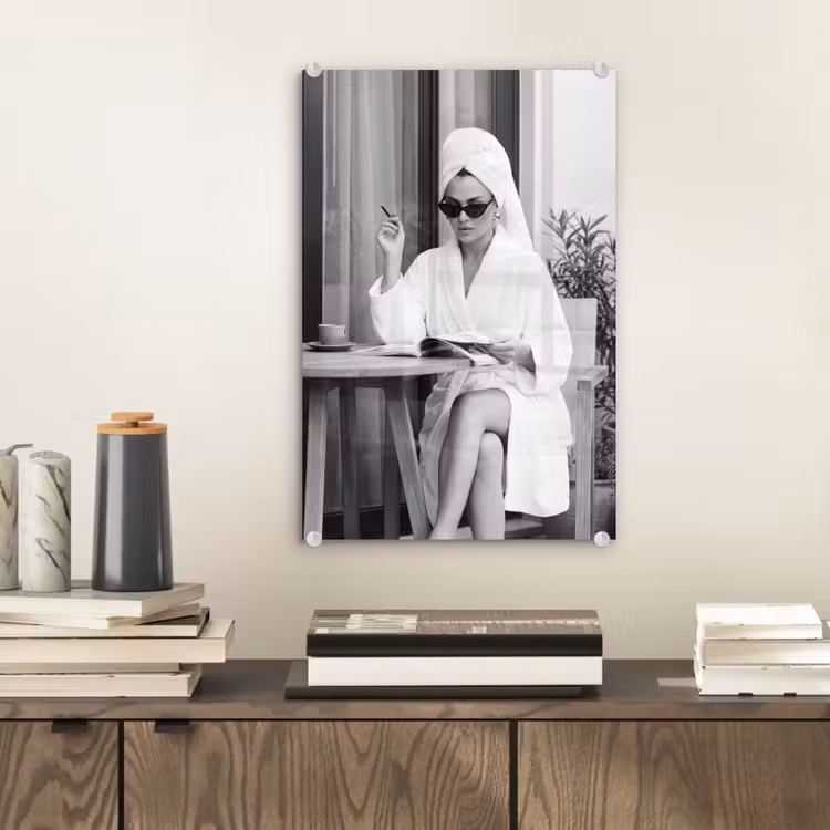Glas schilderij - Modern - Vrouw - Zwart - Wit — 2
